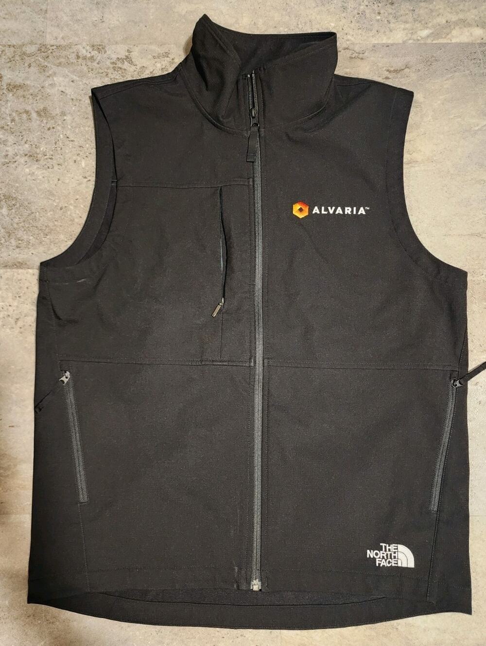 The North Face Mens Medium Black Softshell Vest M Corporate Logo Alvaria Zip